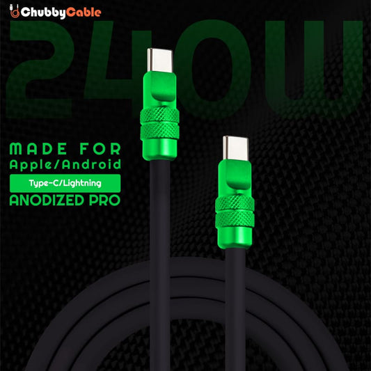 "Anodized Pro" 240W Reflective Shine Charge Cable (C+Lightning)