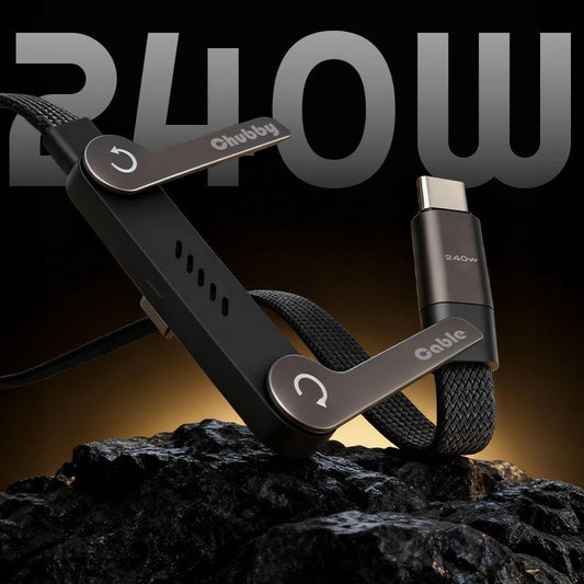 ChubbyCable StandLite™ -  240W Braided Fast Charge Cable With Built-in Phone Stand