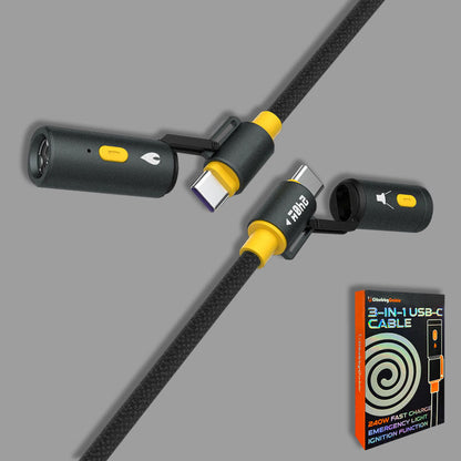 ChubbyWild 240W Rugged Charging Cable – Coil Ignite & Emergency Light, Outdoor Power Pro