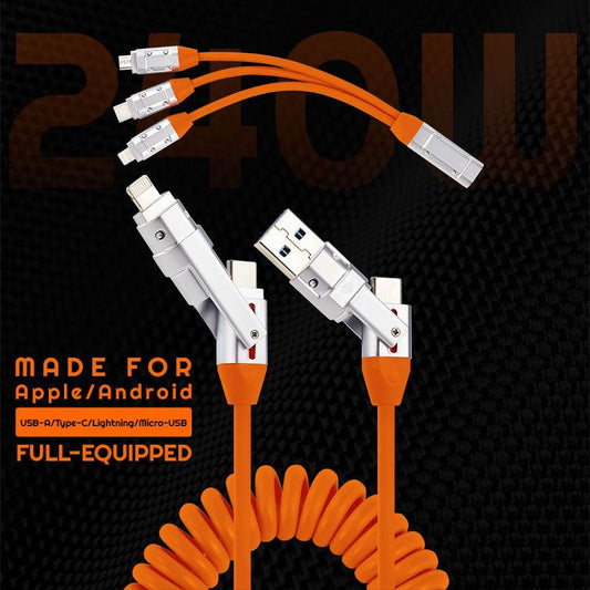 "Full-equipped Chubby" 6-in-1 240W Fast Charging Spring Cable